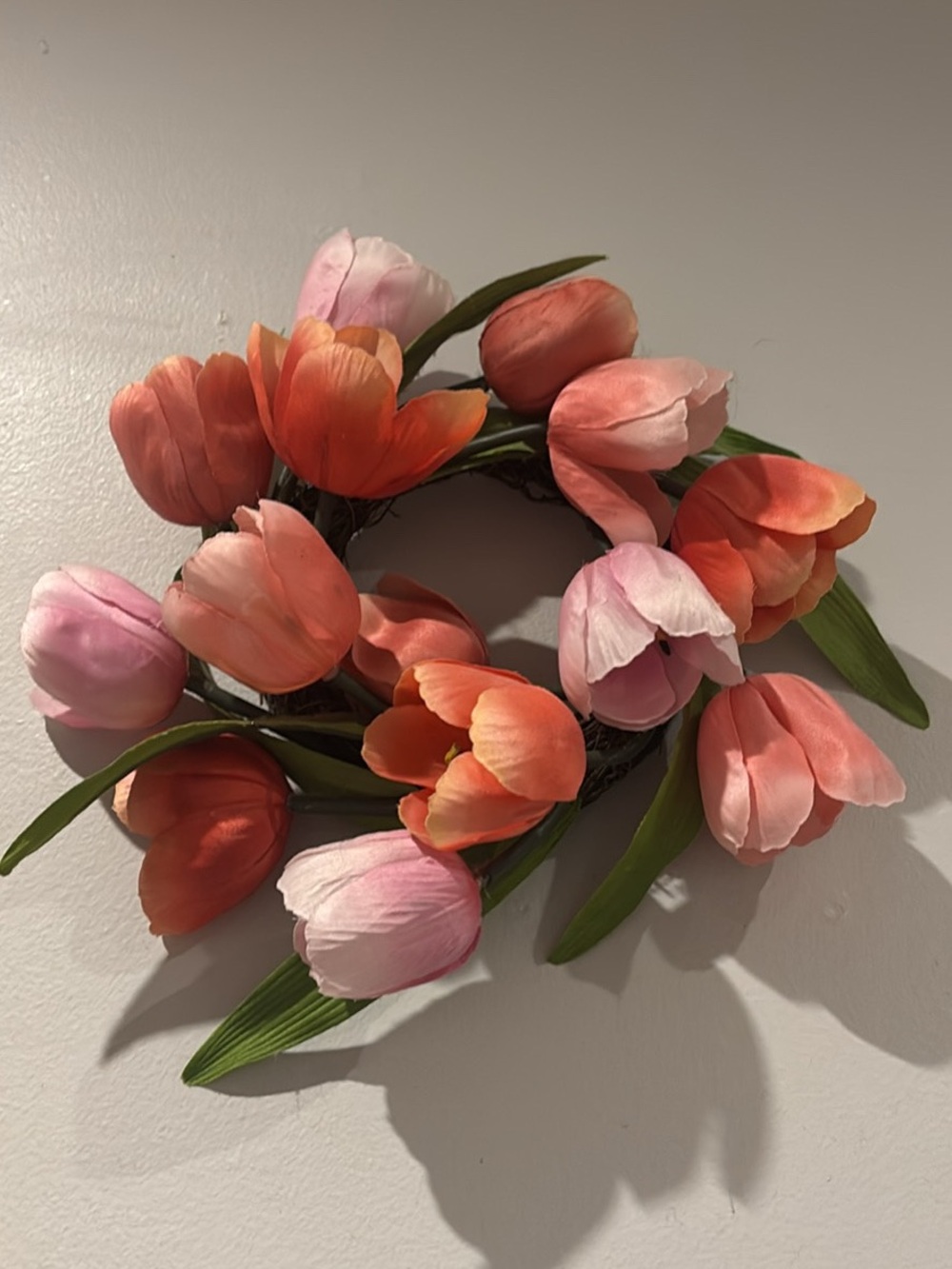 Coral & Pink Tulip Wreath - Home Accents